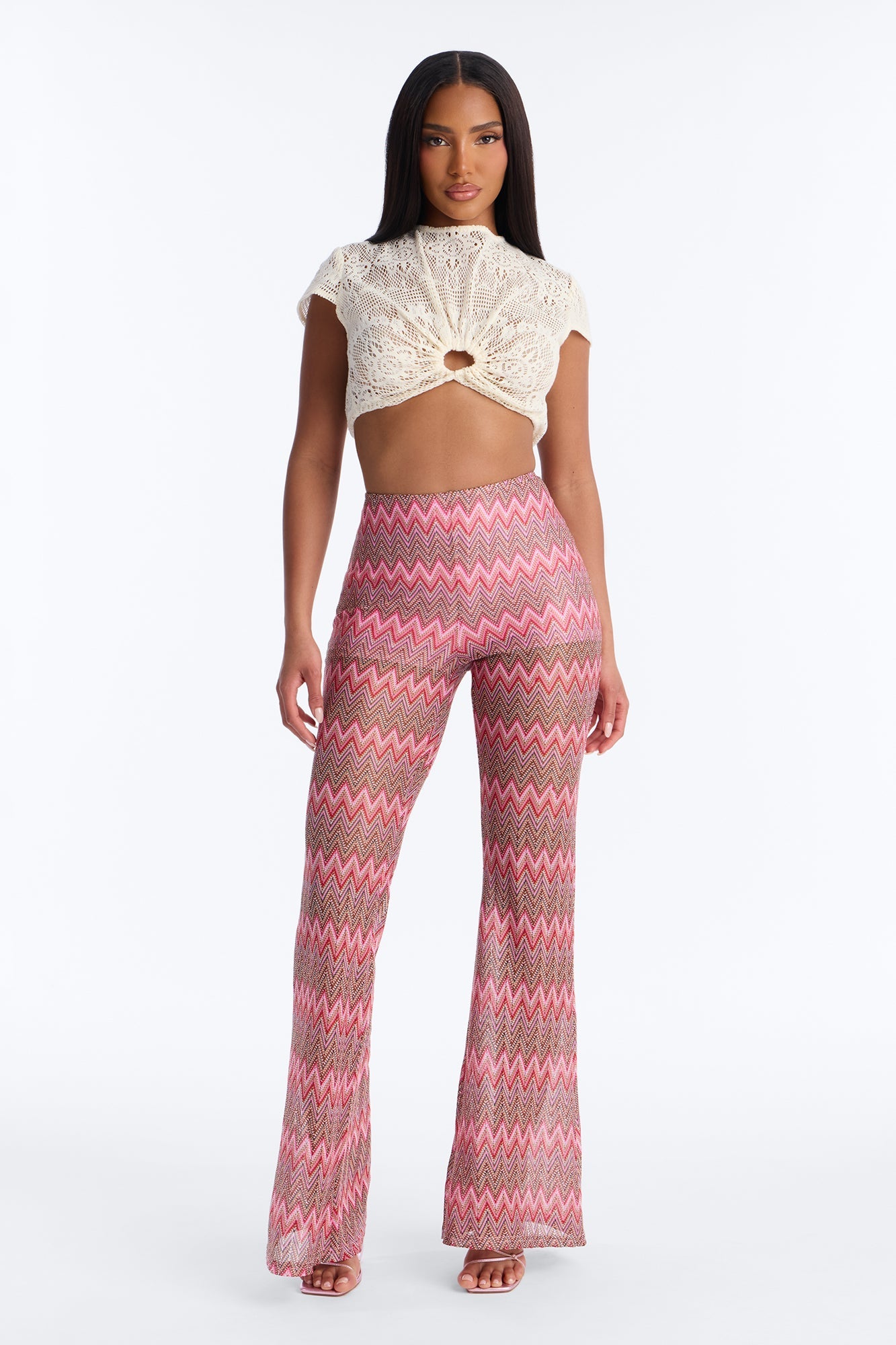 Living Between Sunsets Tie Back Crochet Top - Cream
