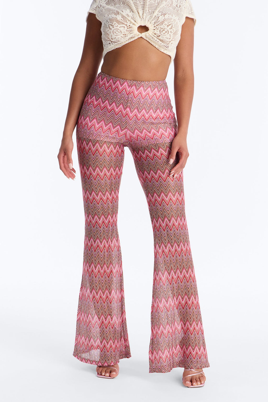 Not Your Muse Festival Crochet Flare Pant 33″ - Pink/combo