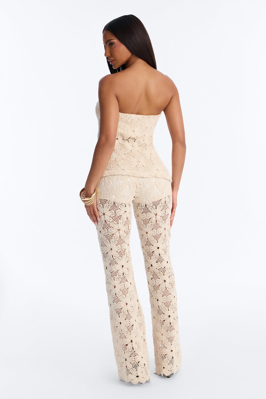Serena Crotchet Pant Set - Natural