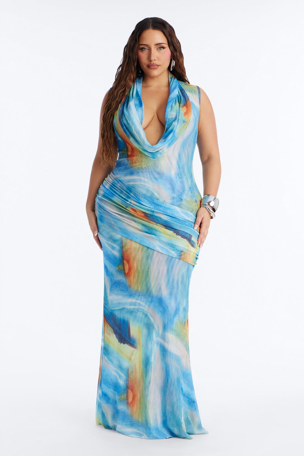 Blue Waters Mesh Maxi Dress - Blue/combo