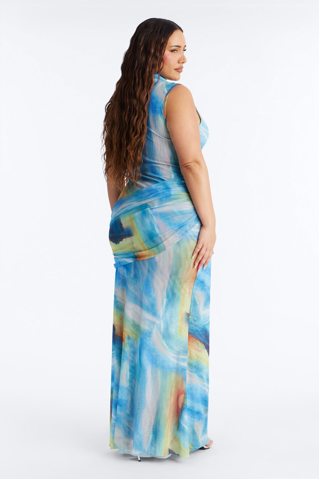 Blue Waters Mesh Maxi Dress - Blue/combo