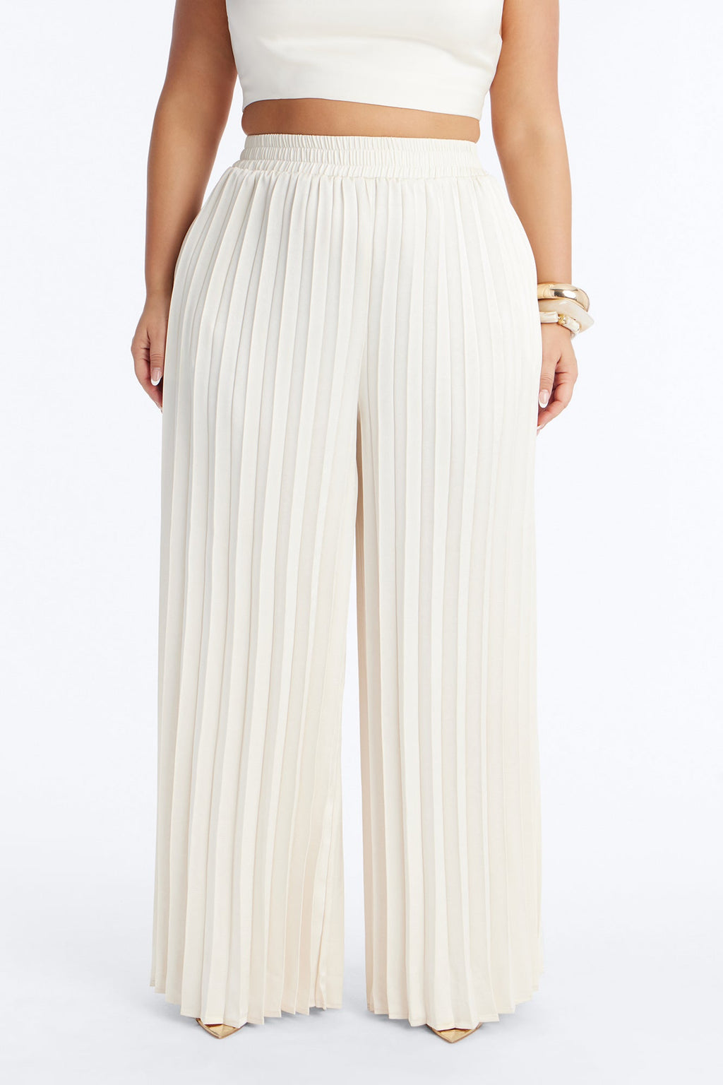Let's Go Babe Satin Wide Leg Pant 32 - Ivory