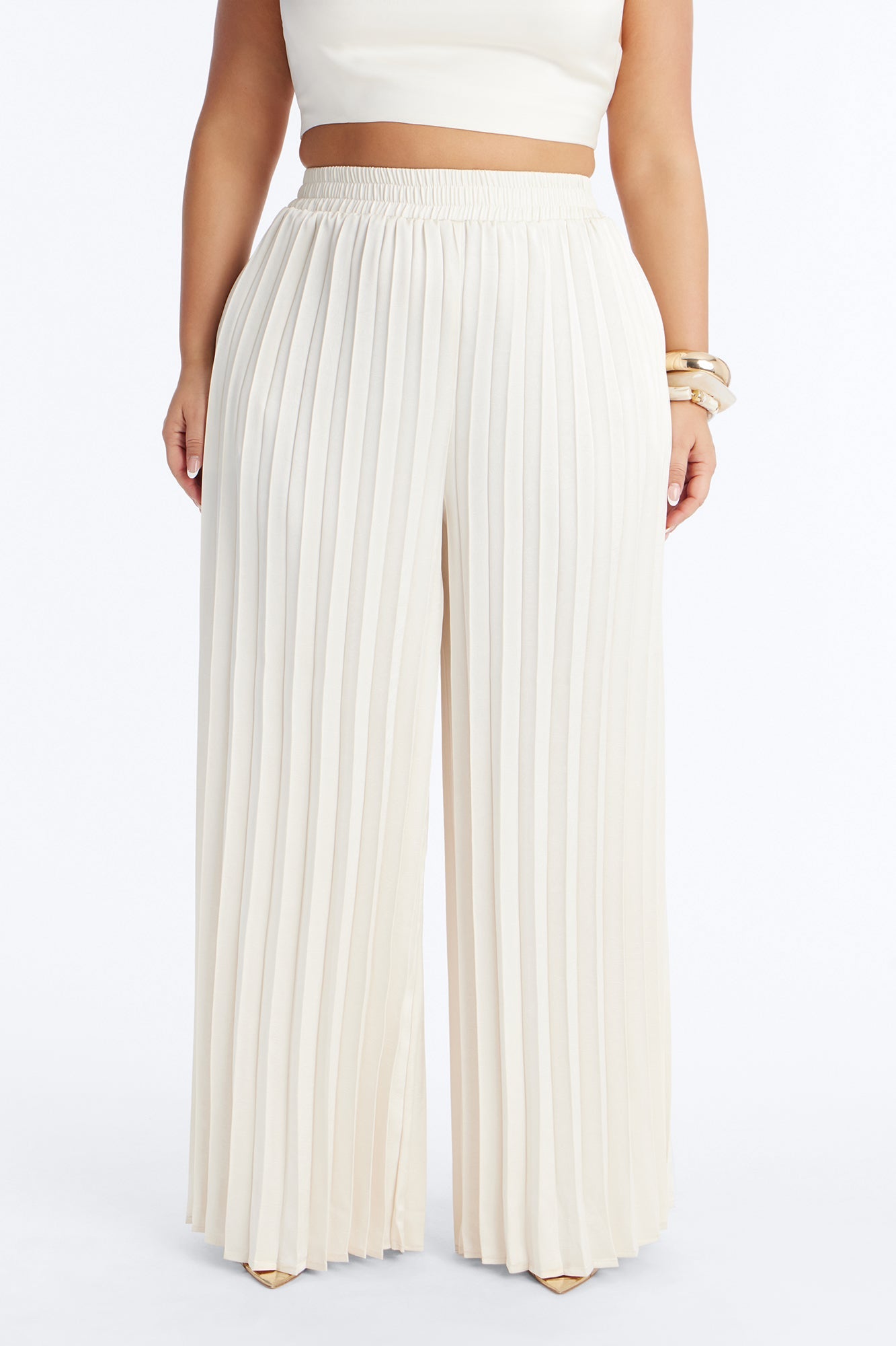 Let's Go Babe Satin Wide Leg Pant 32 - Ivory