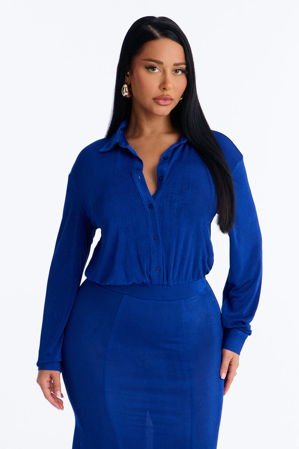Jemma Slinky Midi Dress - Blue