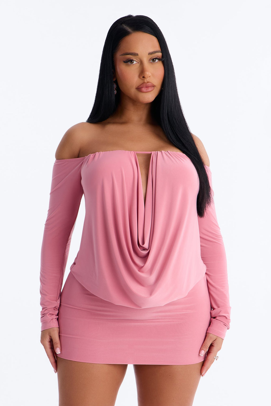 For The Plot Off Shoulder Mini Dress - Mauve