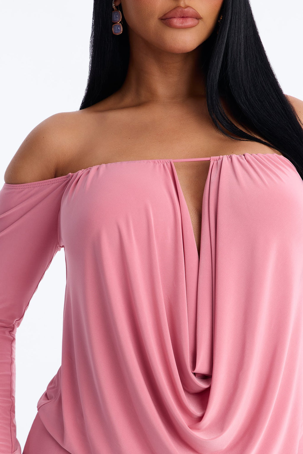 For The Plot Off Shoulder Mini Dress - Mauve