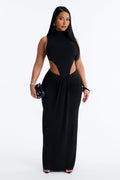Midnight Mirage Cut Out Maxi Dress - Black