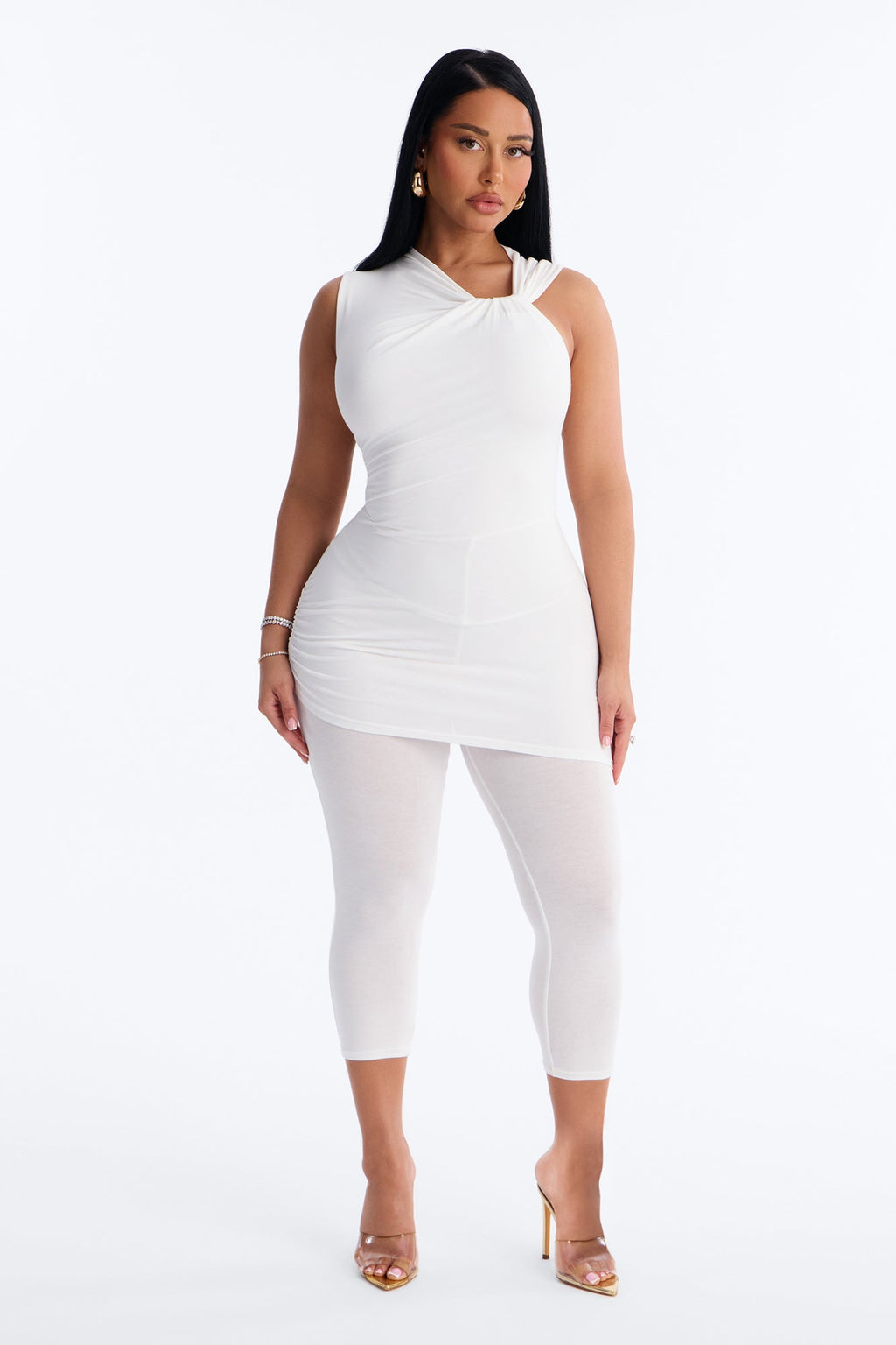 Tiana Ruched Skinny Leg Jumpsuit - Off White