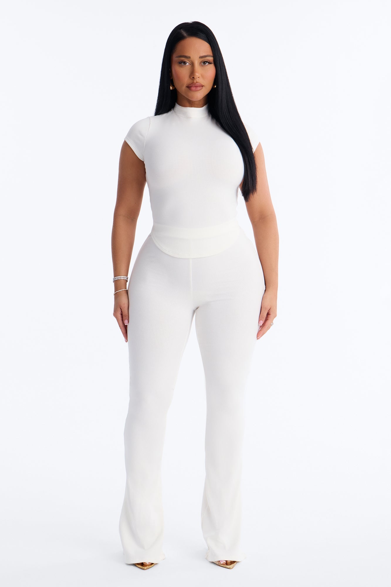 Valentina Snatched Straight Leg Pant Set - White