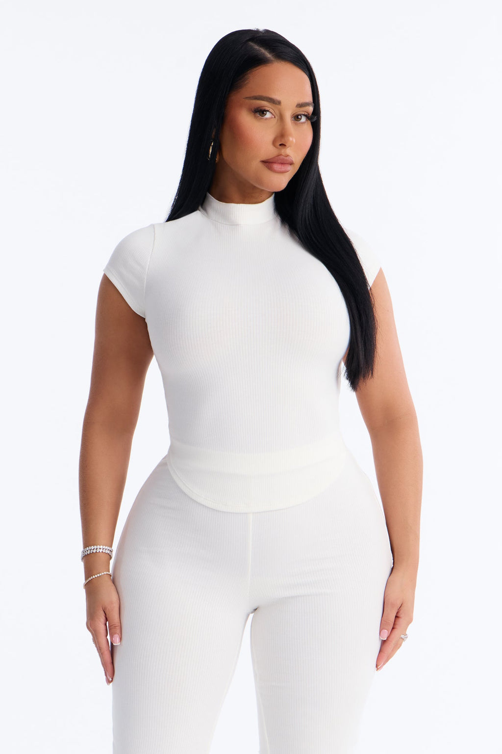 Valentina Snatched Straight Leg Pant Set - White