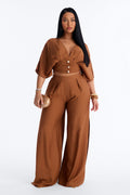 Not So Complicated Linen Pant Set - Rust
