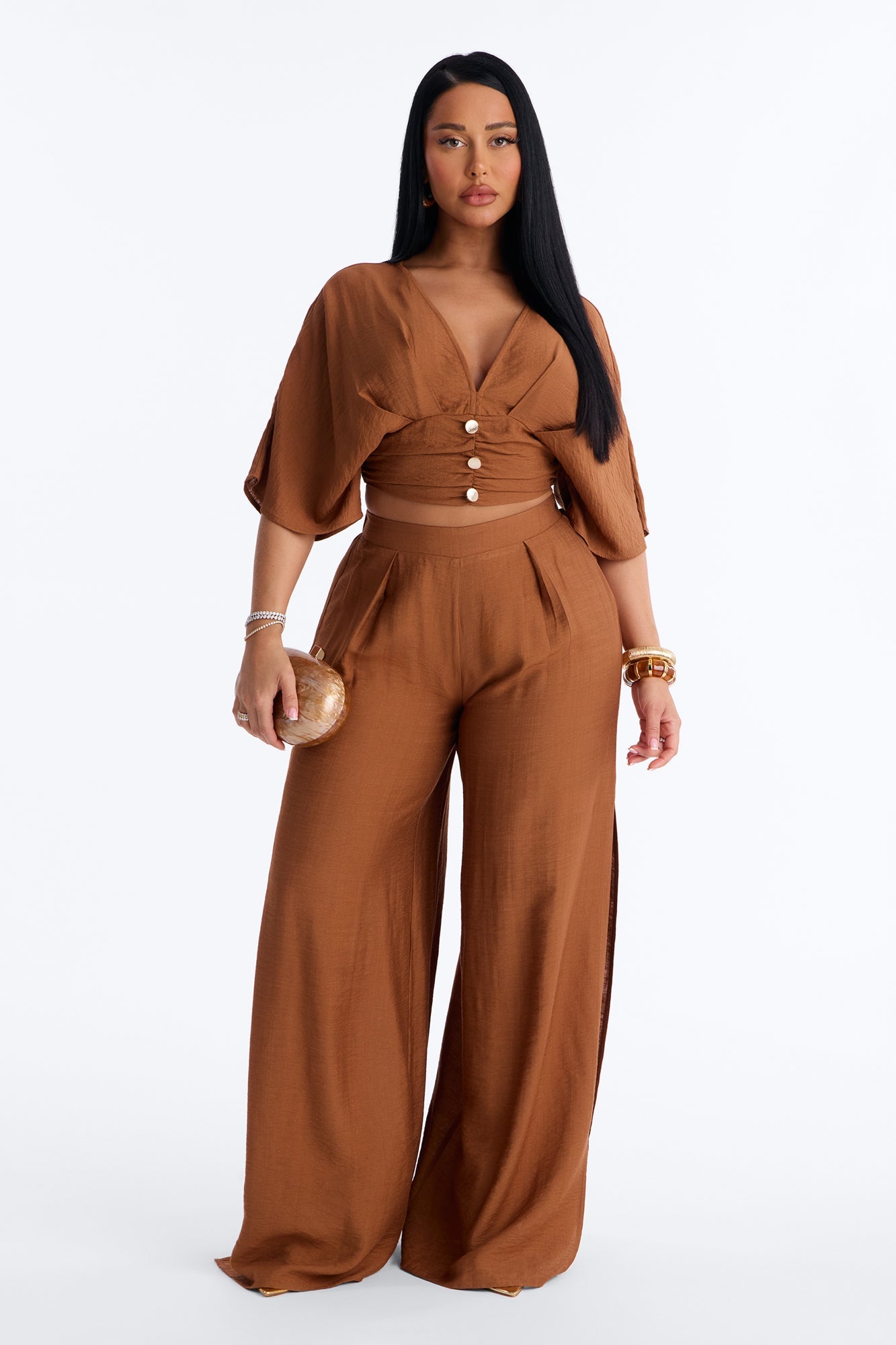 Not So Complicated Linen Pant Set - Rust