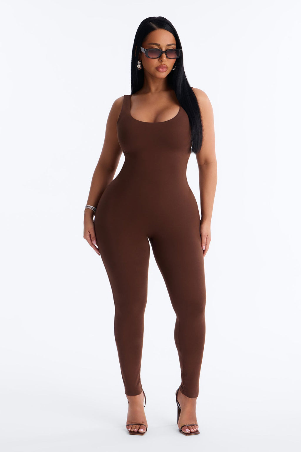 Malia Built In Bra Catsuit - Chocolate