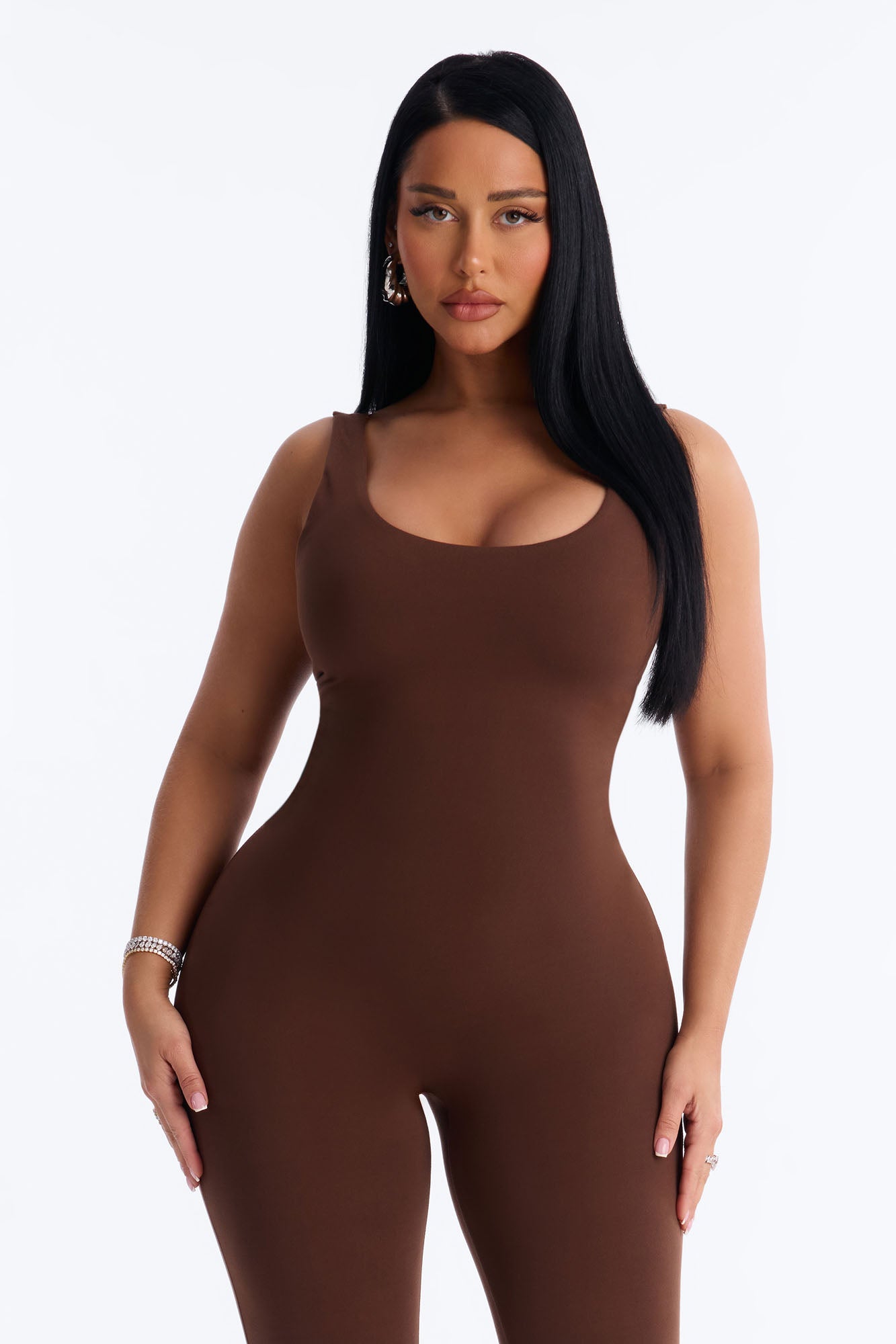 Malia Built In Bra Catsuit - Chocolate