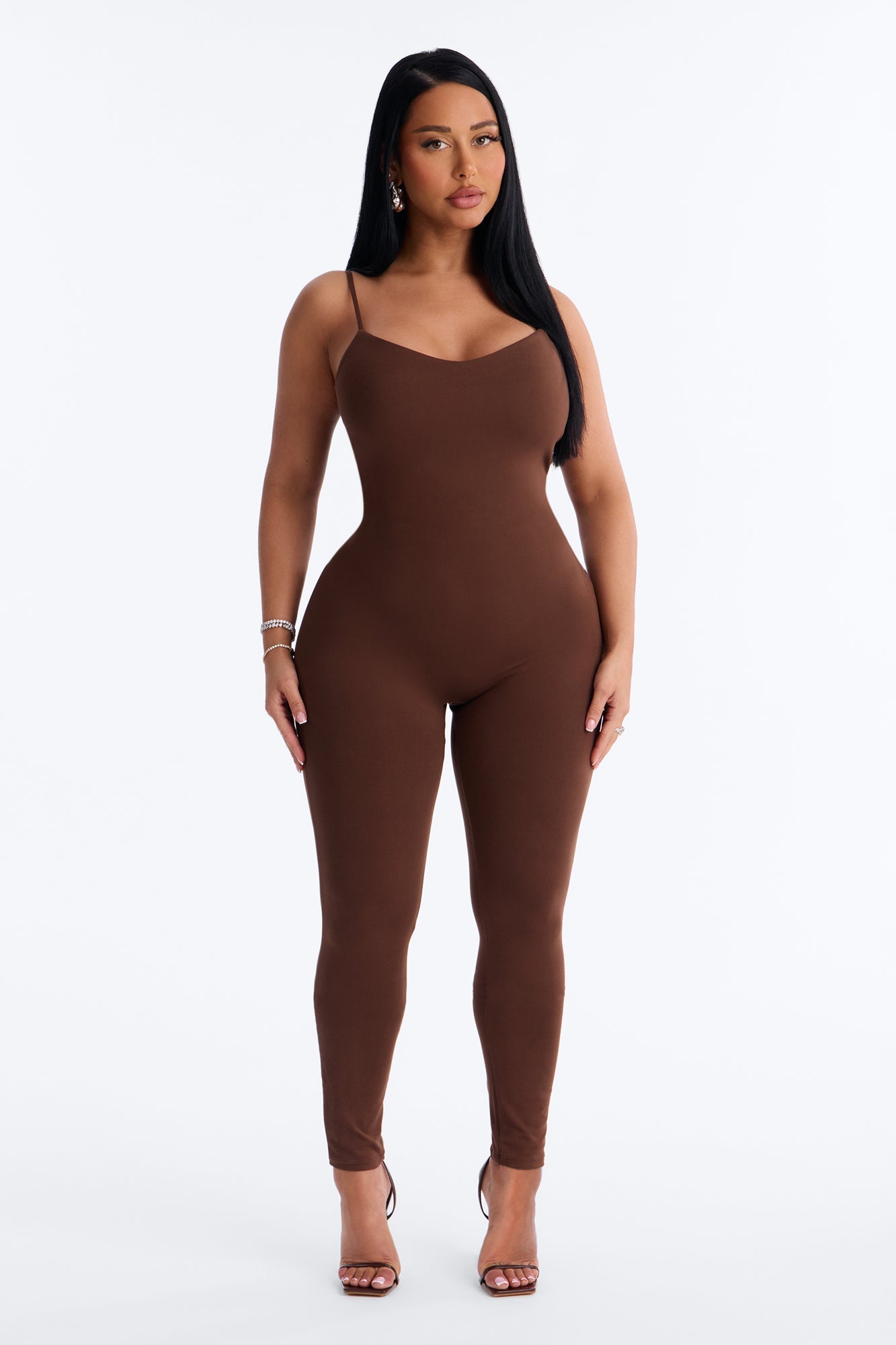 Marina Built In Bra Cami Catsuit - Chocolate