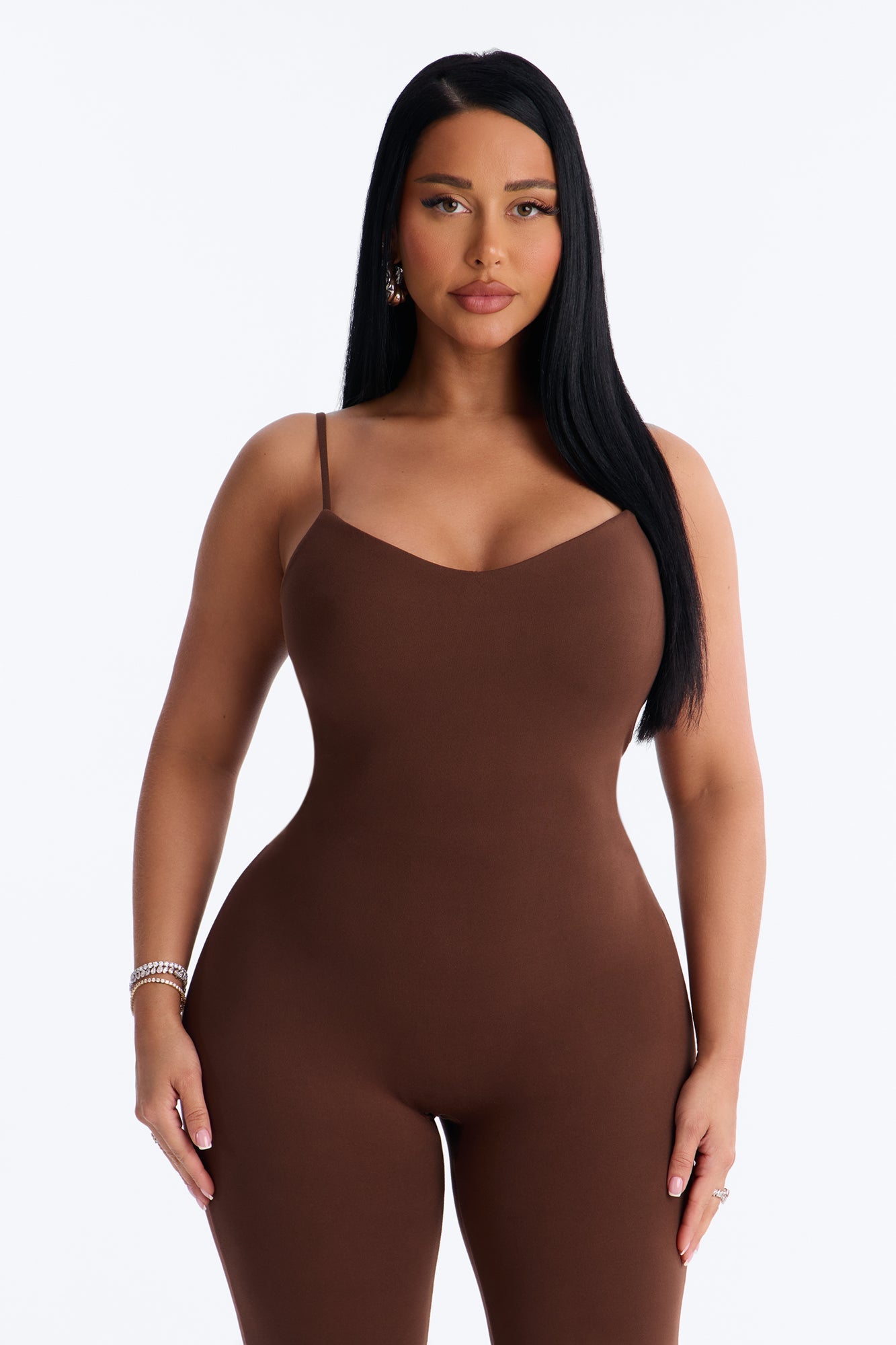 Marina Built In Bra Cami Catsuit - Chocolate