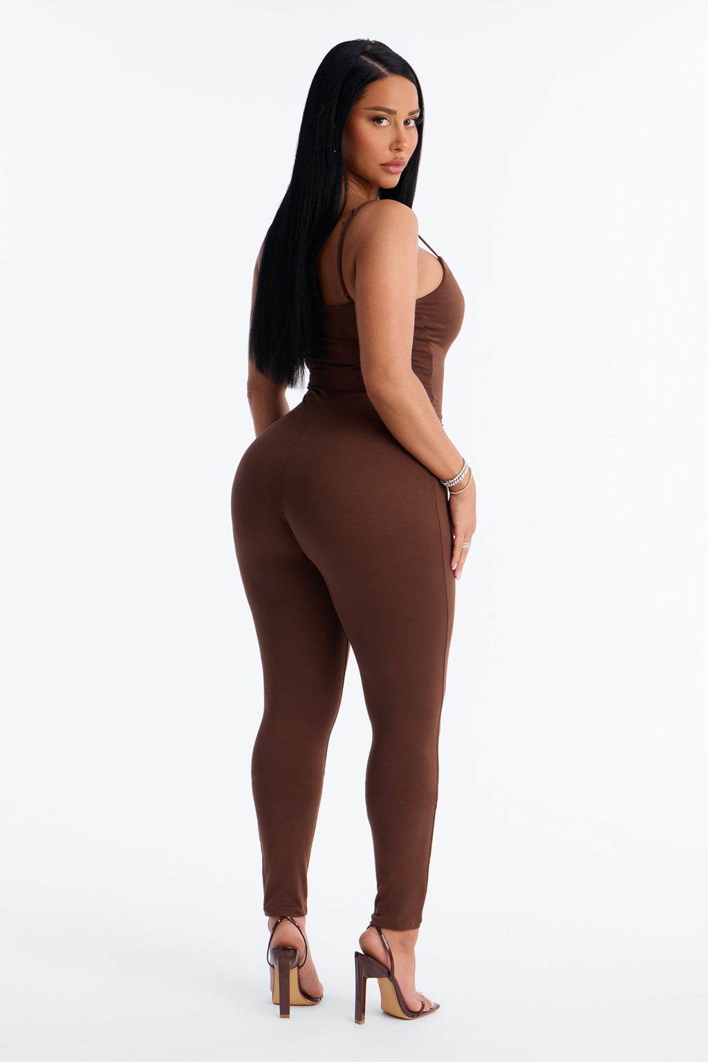 Marina Built In Bra Cami Catsuit - Chocolate