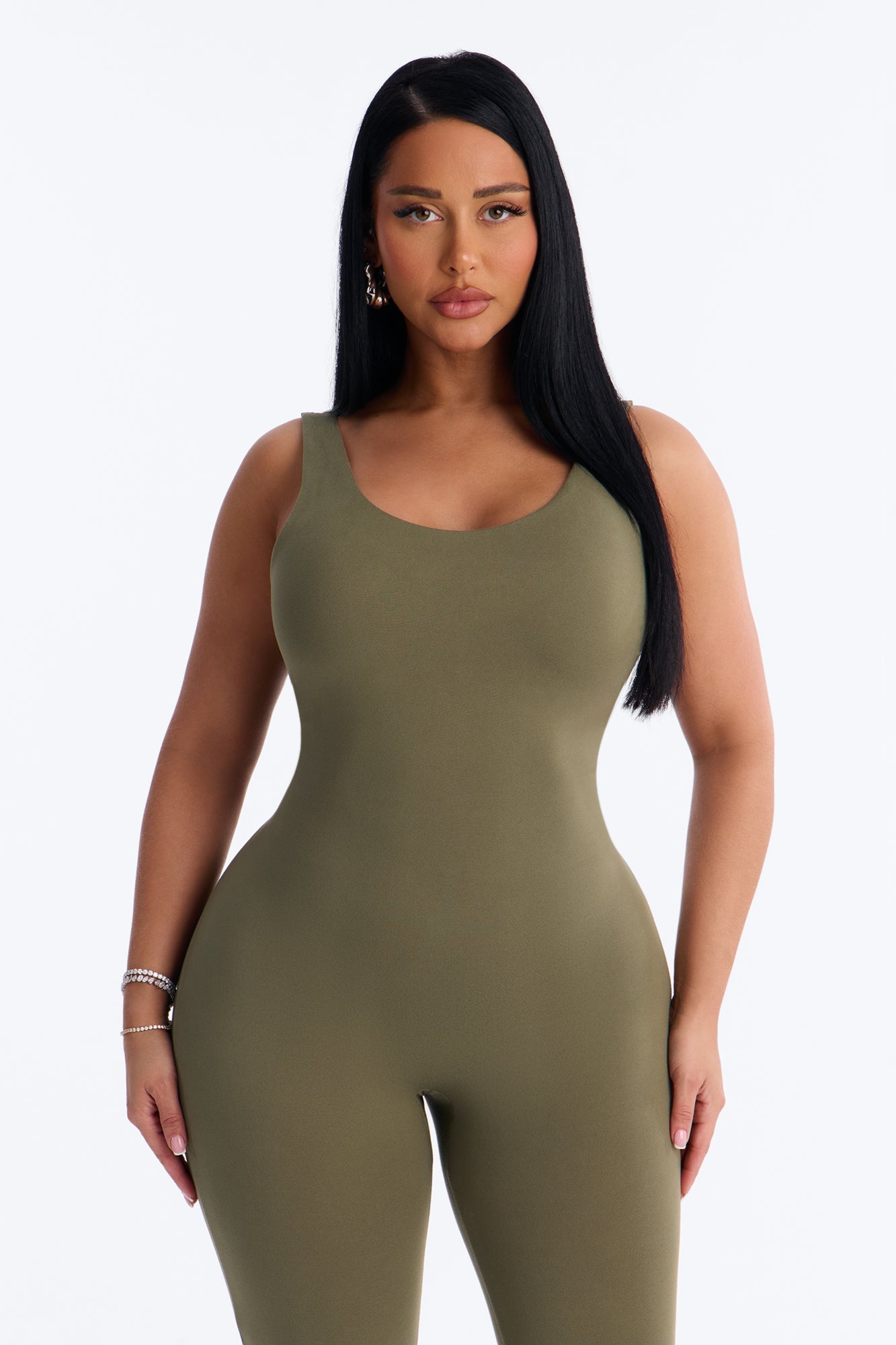 Malia Built In Bra Catsuit - Olive