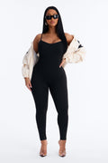 Marina Built In Bra Cami Catsuit - Black