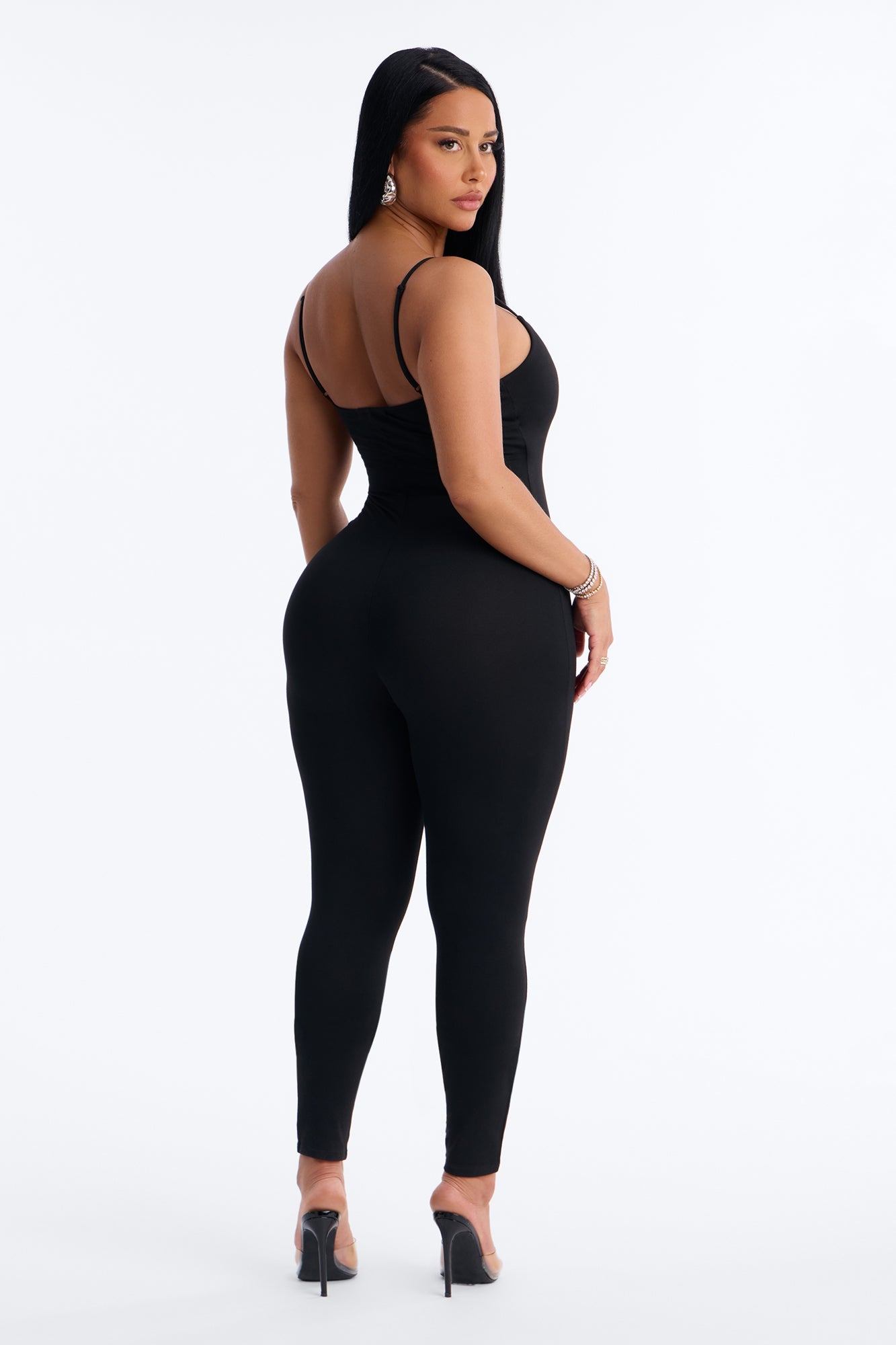 Marina Built In Bra Cami Catsuit - Black