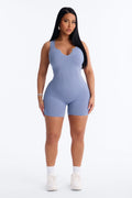 Weekend Errands Seamless Biker Short Romper - Blue