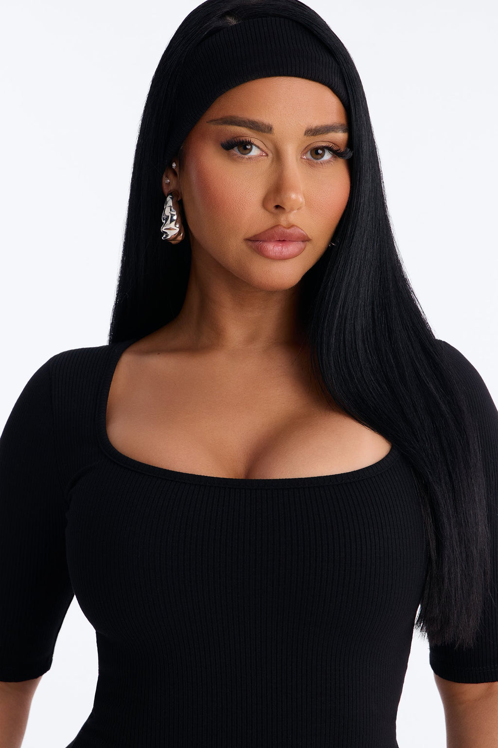 Karly Snatched 2 Piece Headband And Romper - Black