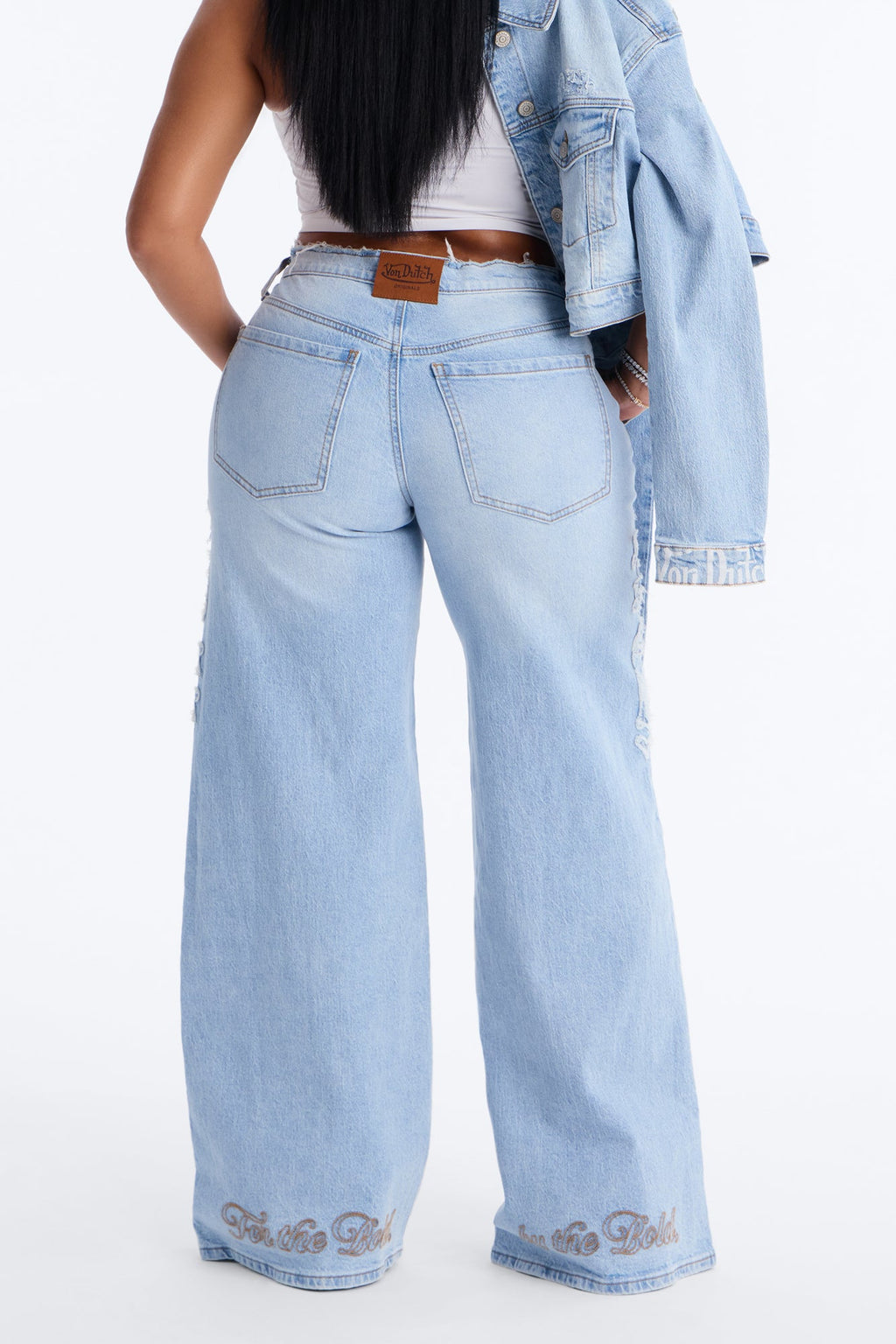 Von Dutch Fray Wide Leg Jeans - Light Wash