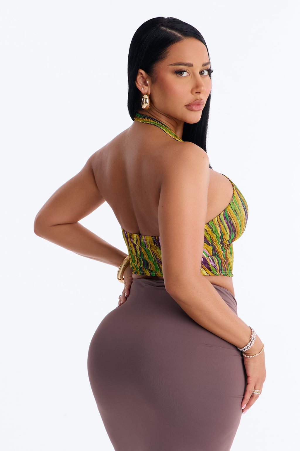 Leilani Textured Cut Out Halter Top - Multi Color