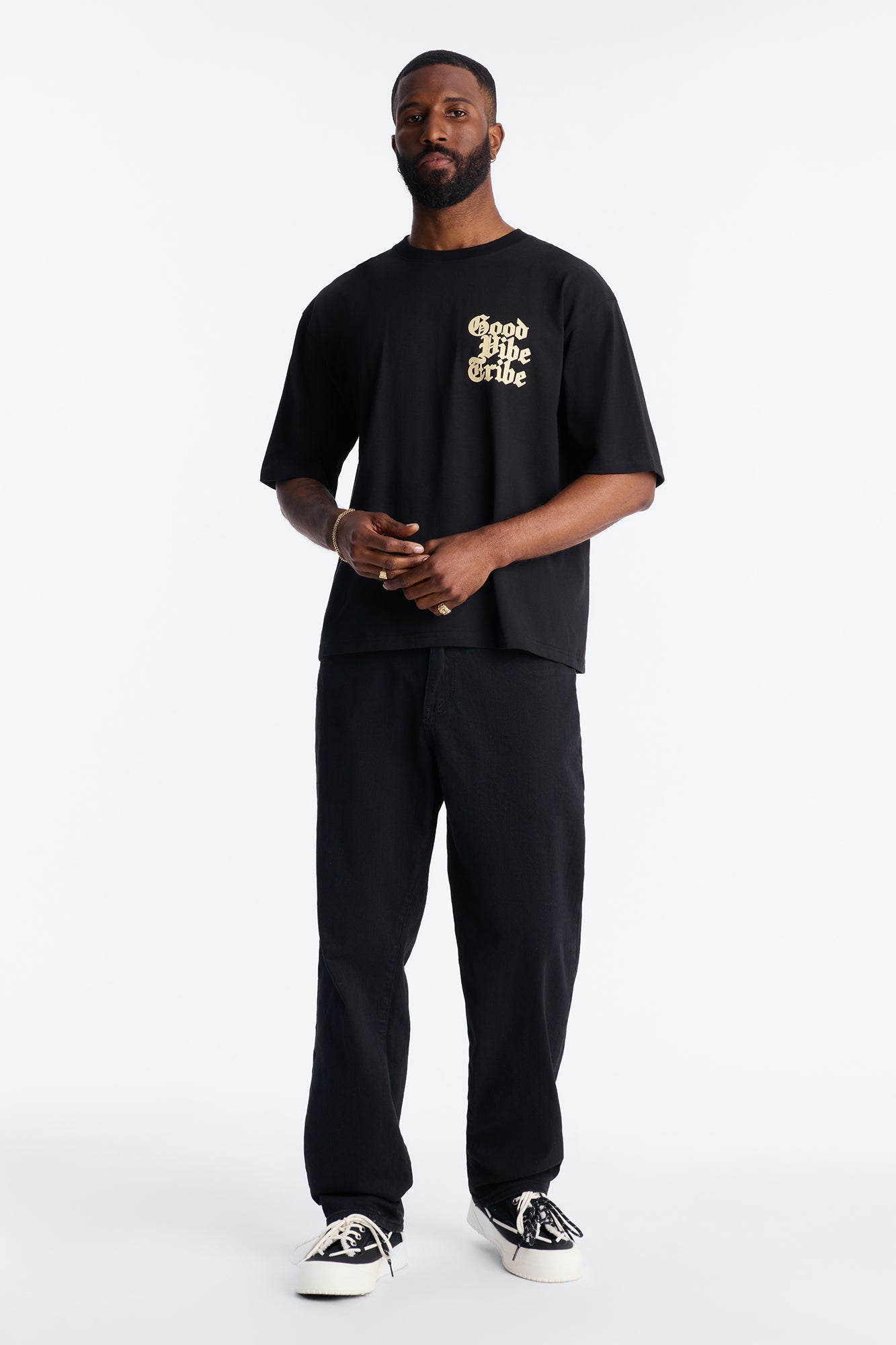Good Vibe Tribe Boxy Short Sleeve Tee - Black