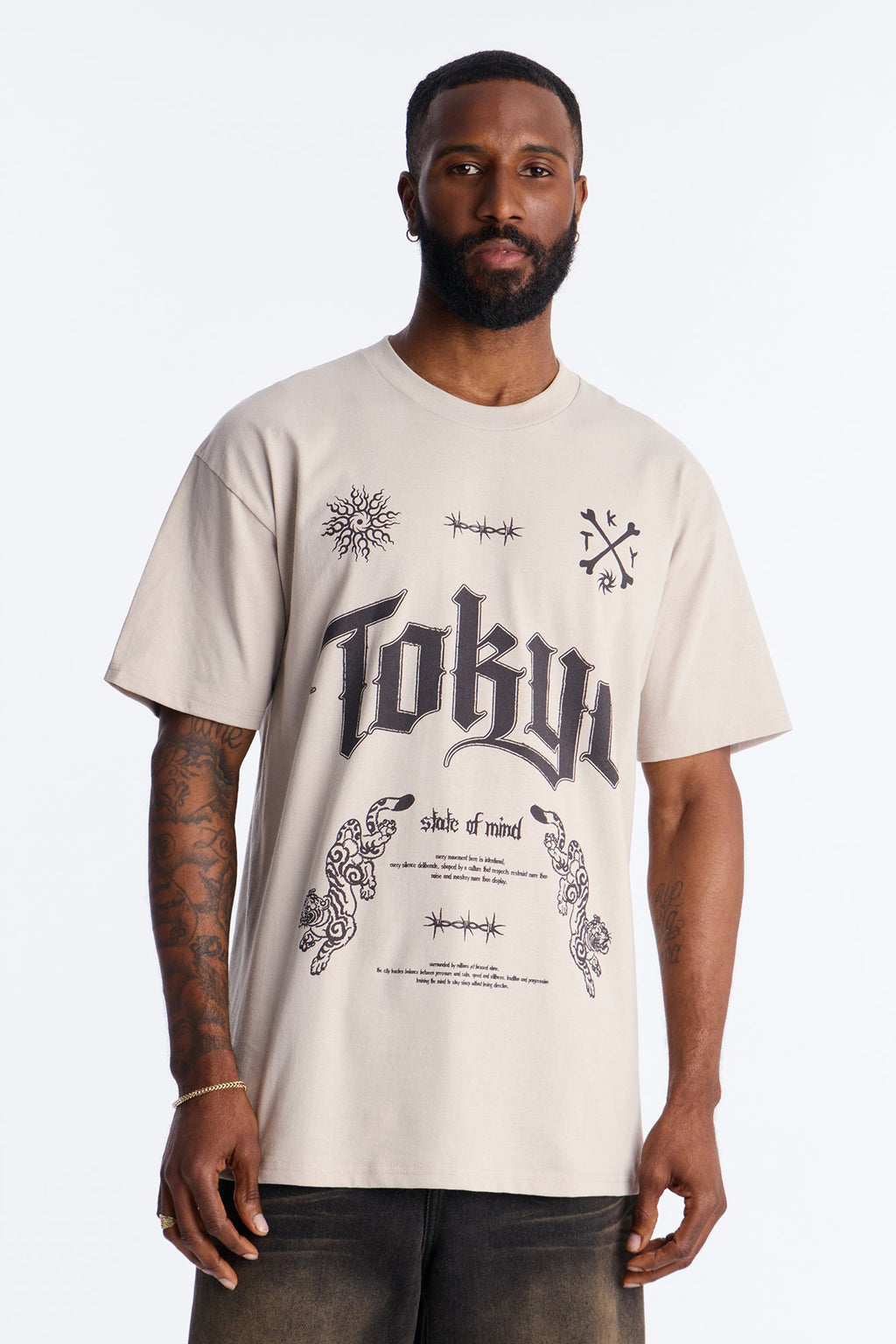 Tokyo State Of Mind Oversized Short Sleeve Tee - Grey