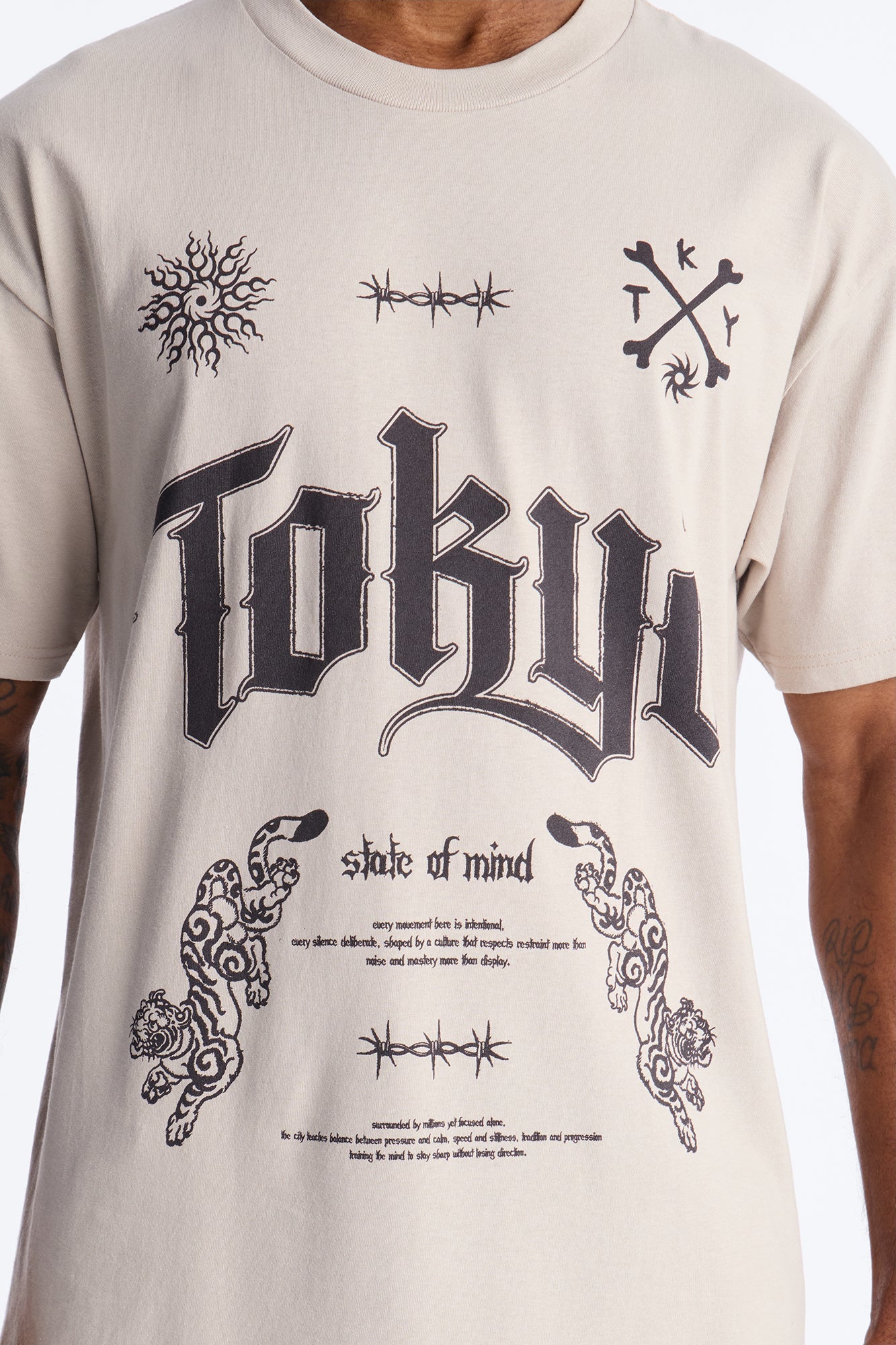 Tokyo State Of Mind Oversized Short Sleeve Tee - Grey