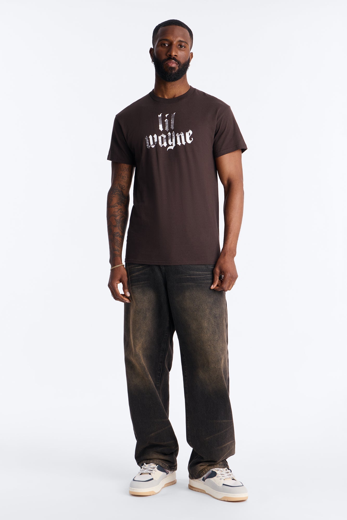 Lil Wayne Flames Graphic Short Sleeve Tee - Brown