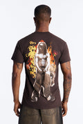 Lil Wayne Flames Graphic Short Sleeve Tee - Brown