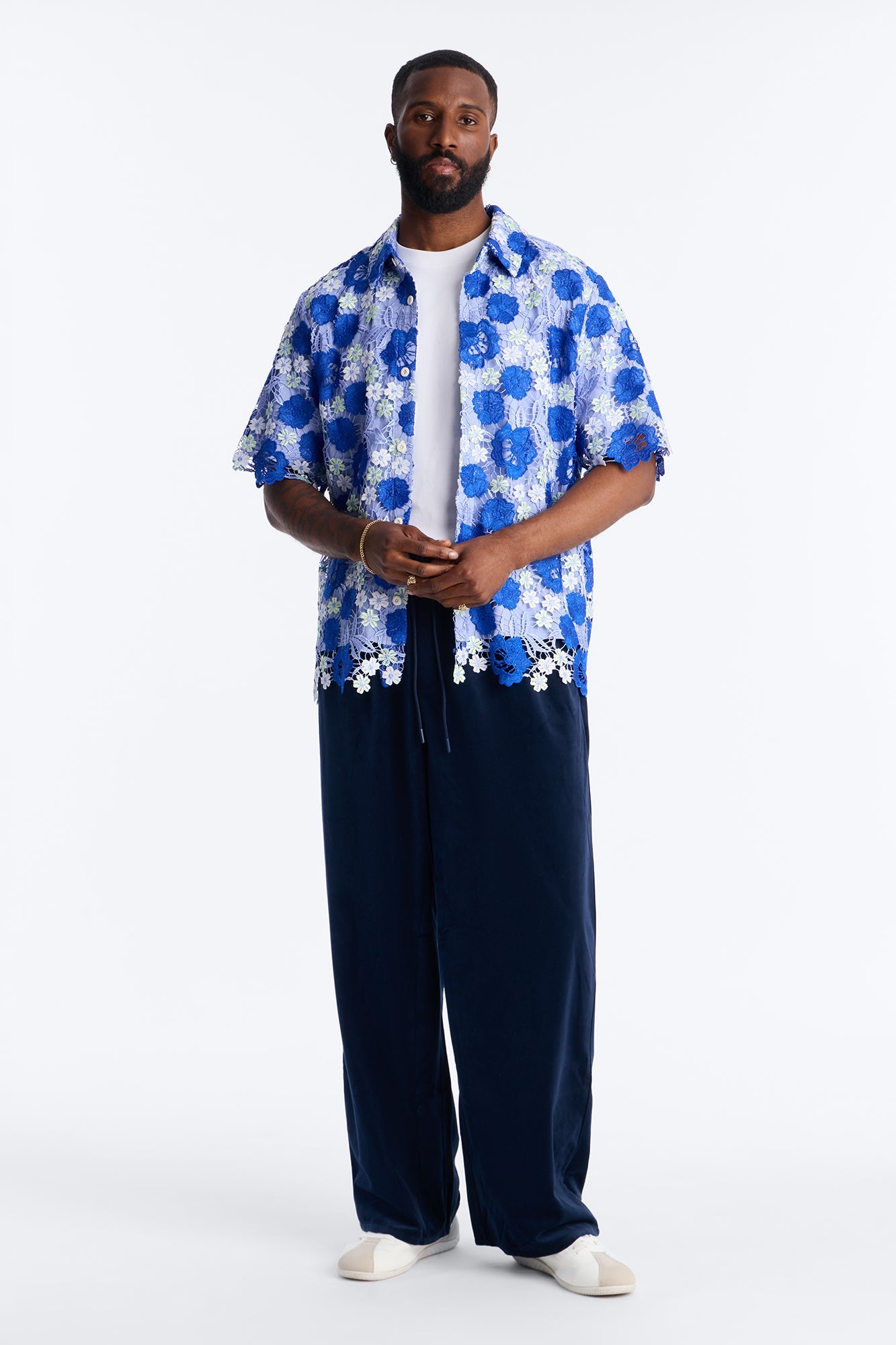 Relaxed Paradise Field Button Up Shirt - Blue