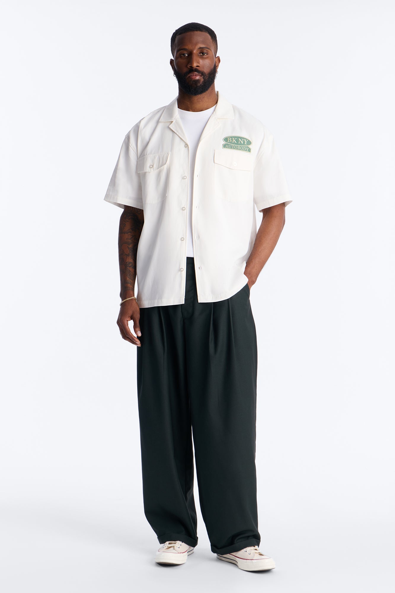 Double Patch Mechanic Shirt - White