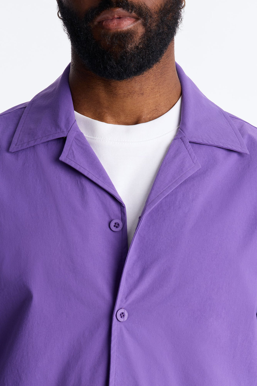 Montez Cuban Collar Button Up Shirt - Purple