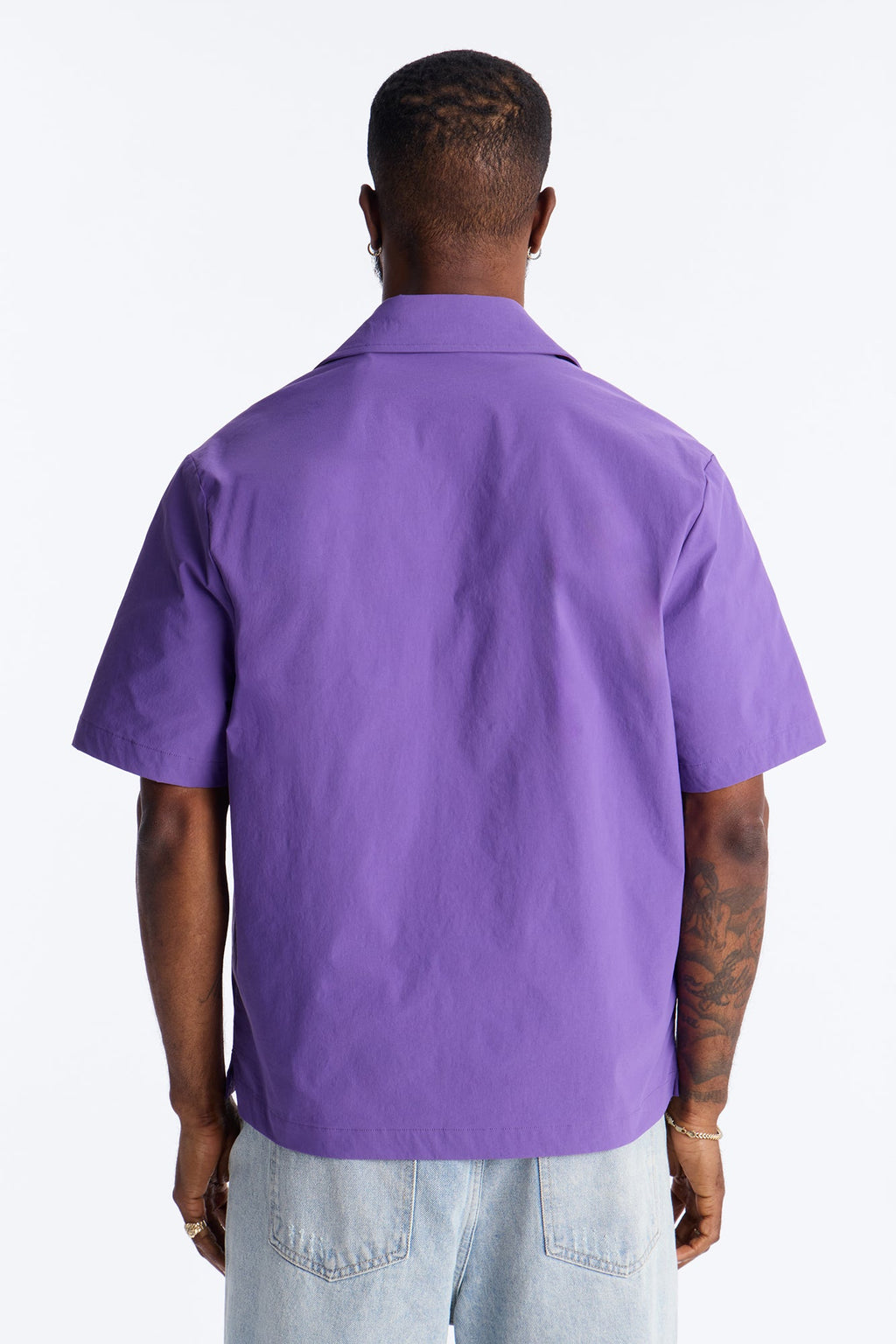 Montez Cuban Collar Button Up Shirt - Purple