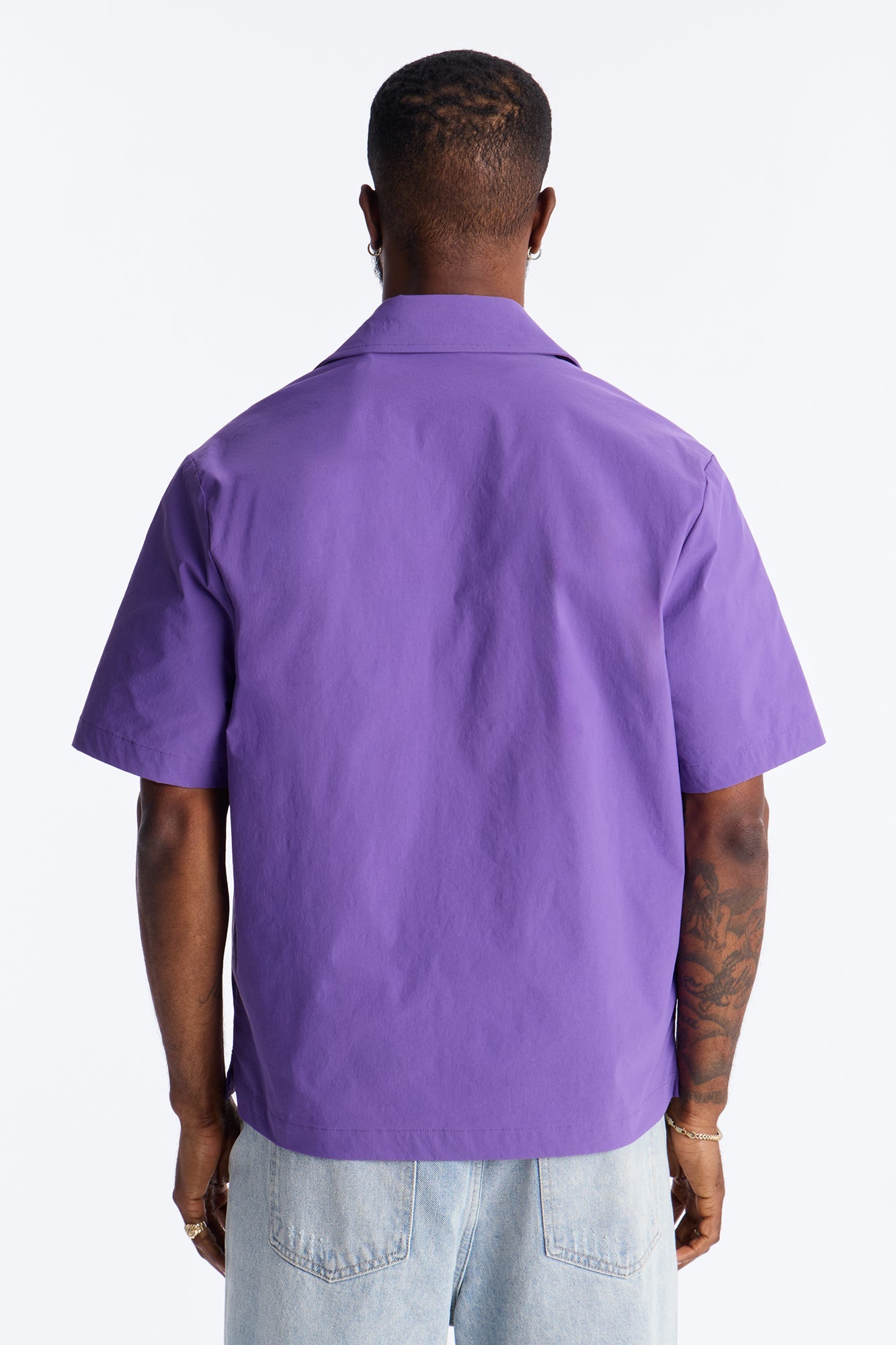 Montez Cuban Collar Button Up Shirt - Purple