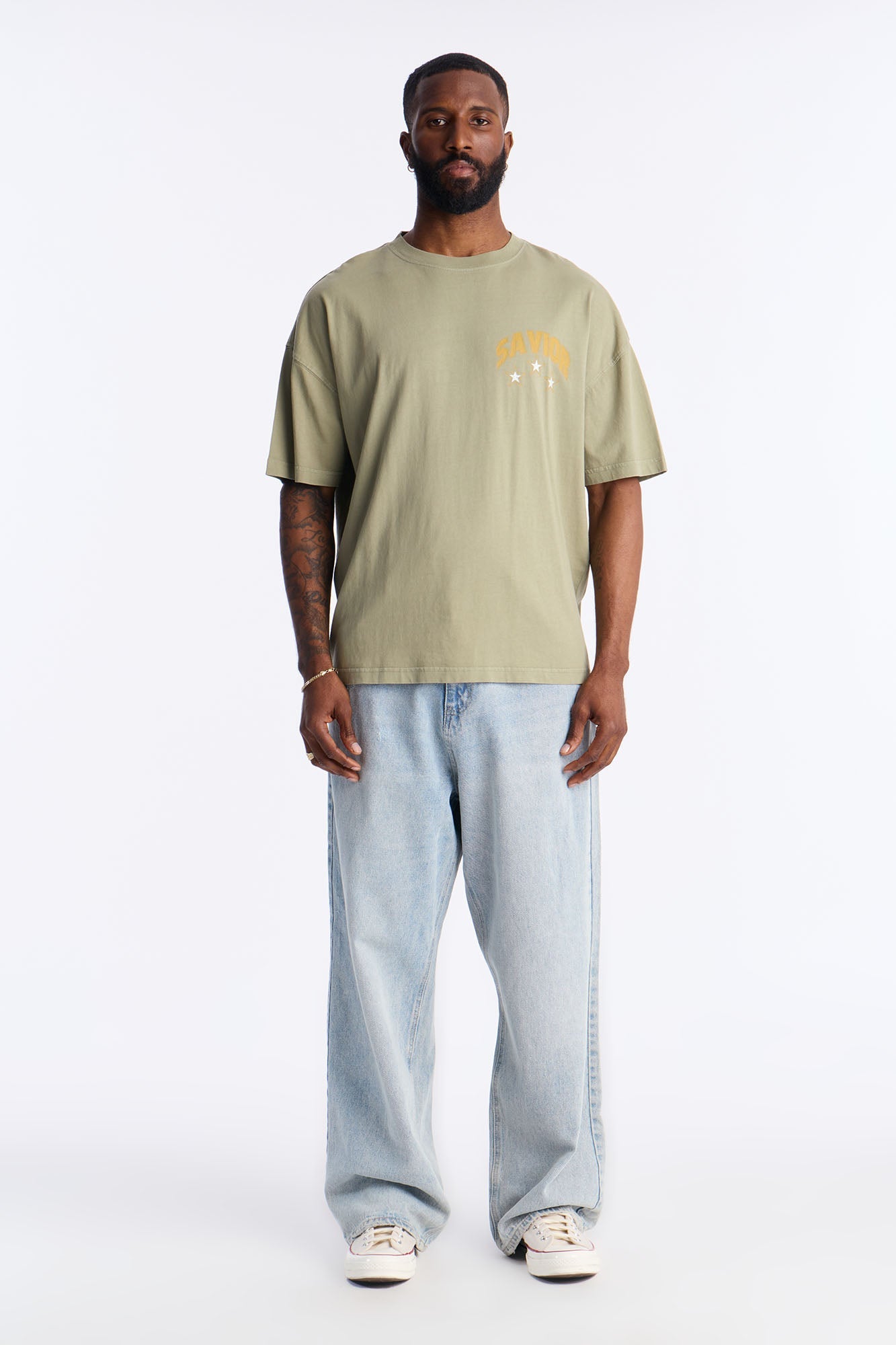 Our Savior Jesus Oversized Short Sleeve Tee - Olive