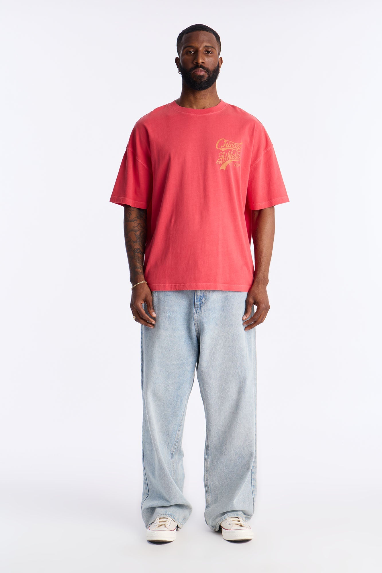 Chicago Athletic Dept Champs Oversized Short Sleeve Tee - Red