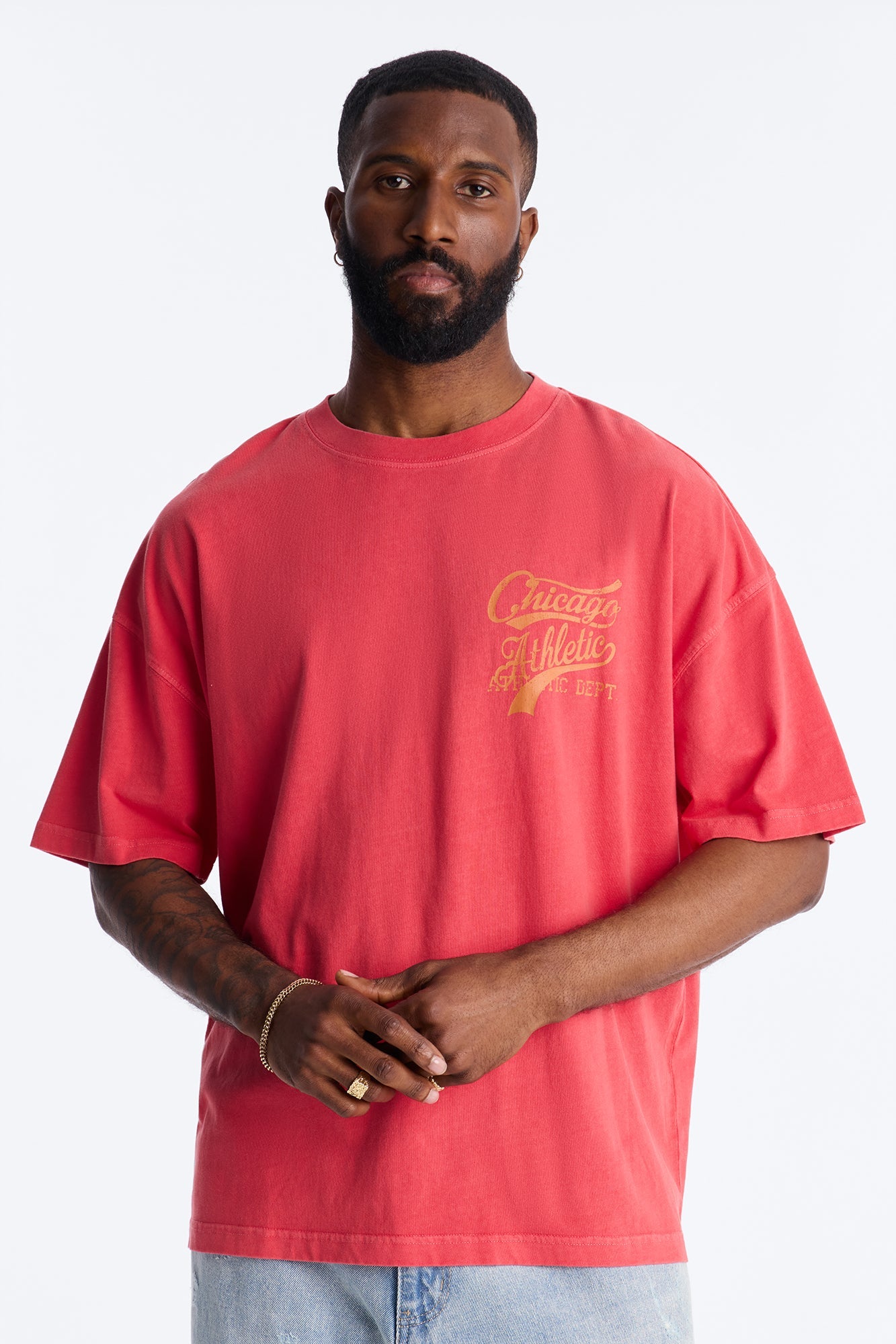 Chicago Athletic Dept Champs Oversized Short Sleeve Tee - Red