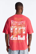 Chicago Athletic Dept Champs Oversized Short Sleeve Tee - Red