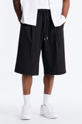 Baggy Straight Striped Soho Refined Short - Black