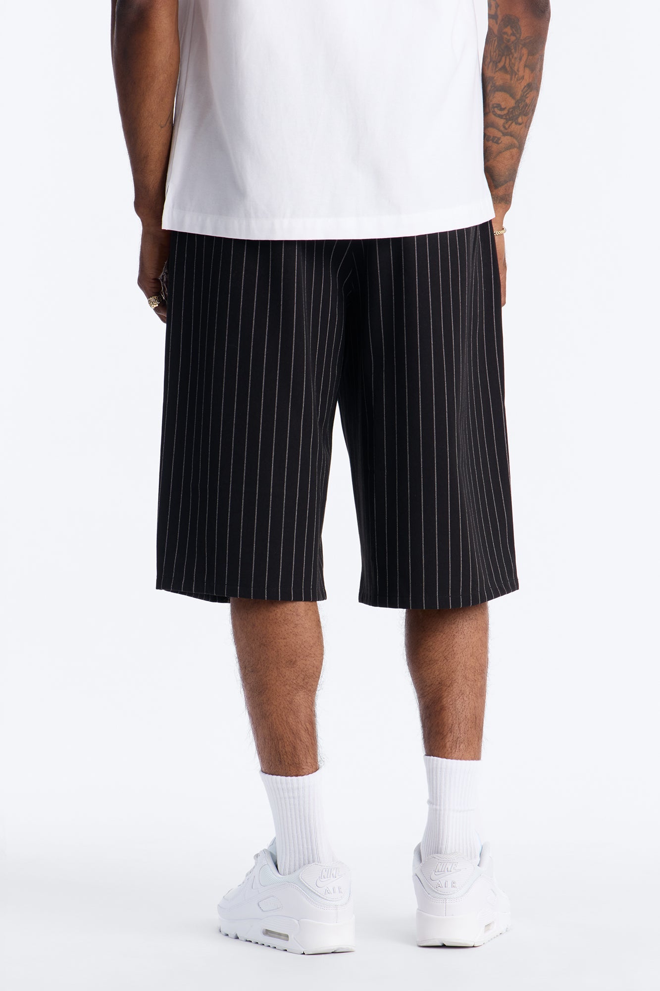 Baggy Straight Striped Soho Refined Short - Black