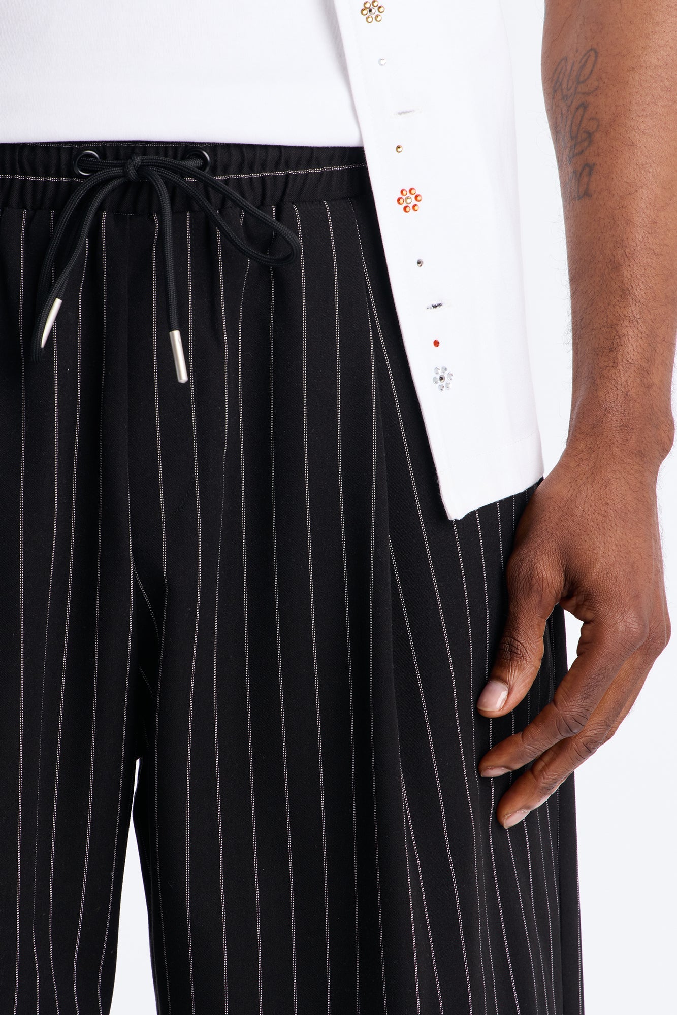 Baggy Straight Striped Soho Refined Short - Black