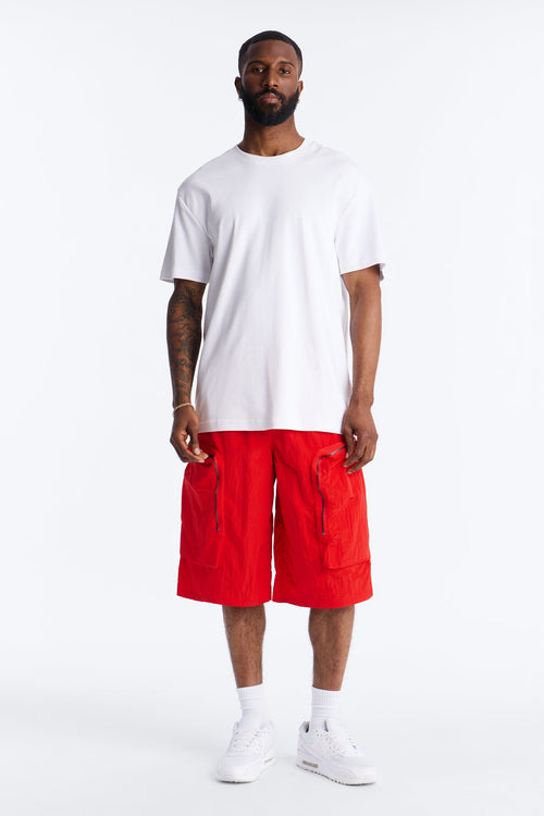 Baggy Oversized Pockets Tech Short - Red