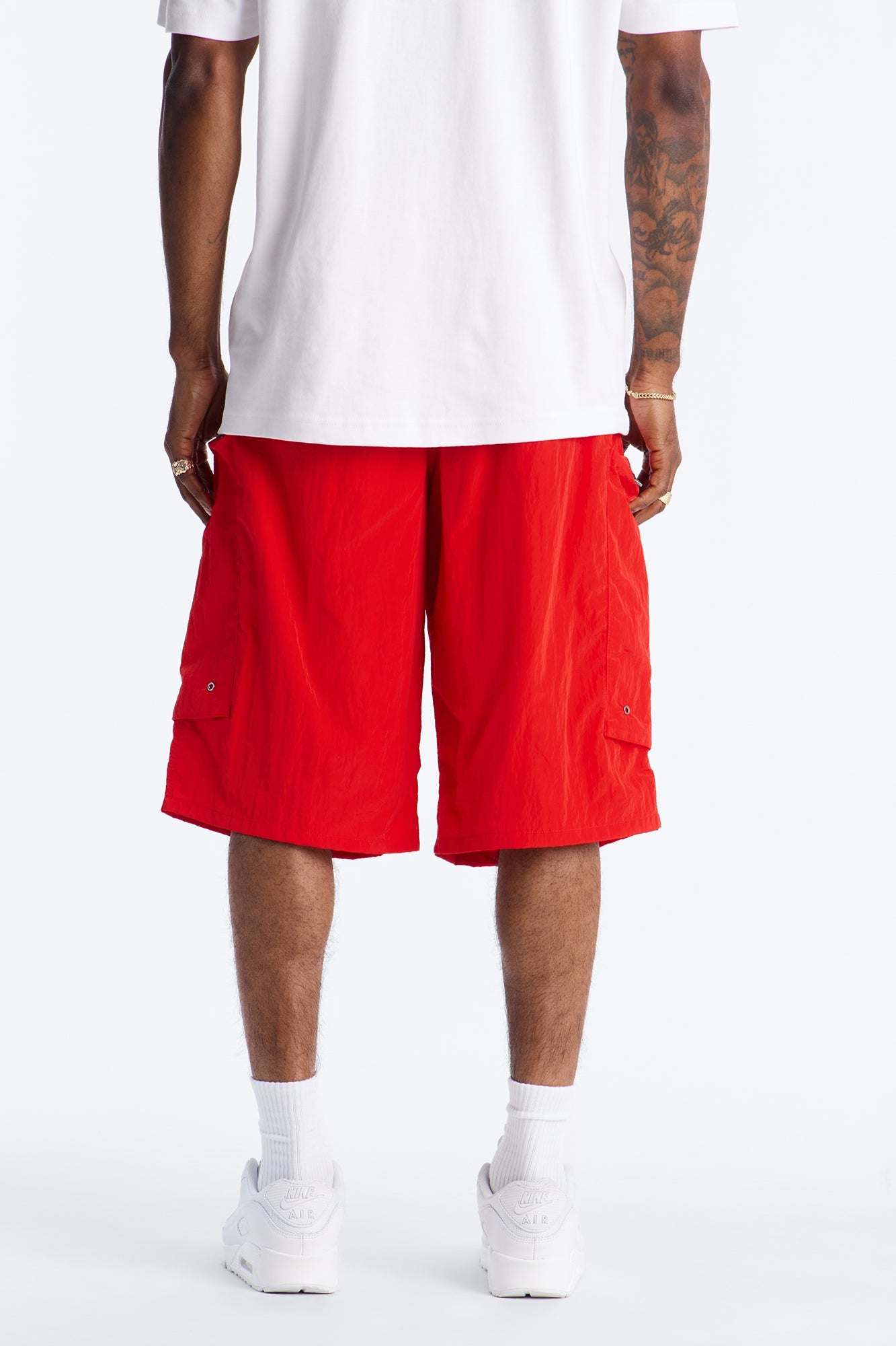 Baggy Oversized Pockets Tech Short - Red