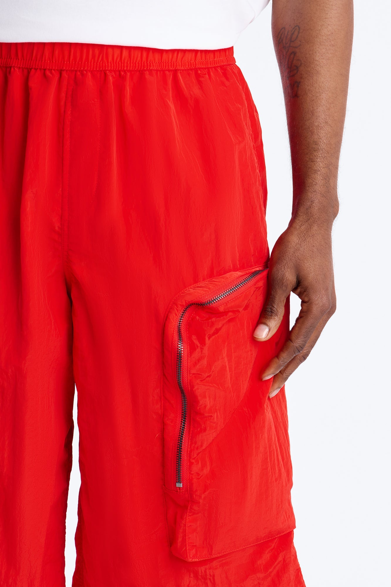 Baggy Oversized Pockets Tech Short - Red