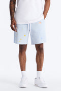 Relaxed Painted Gallery Embroidered Sweatshort - SkyBlue