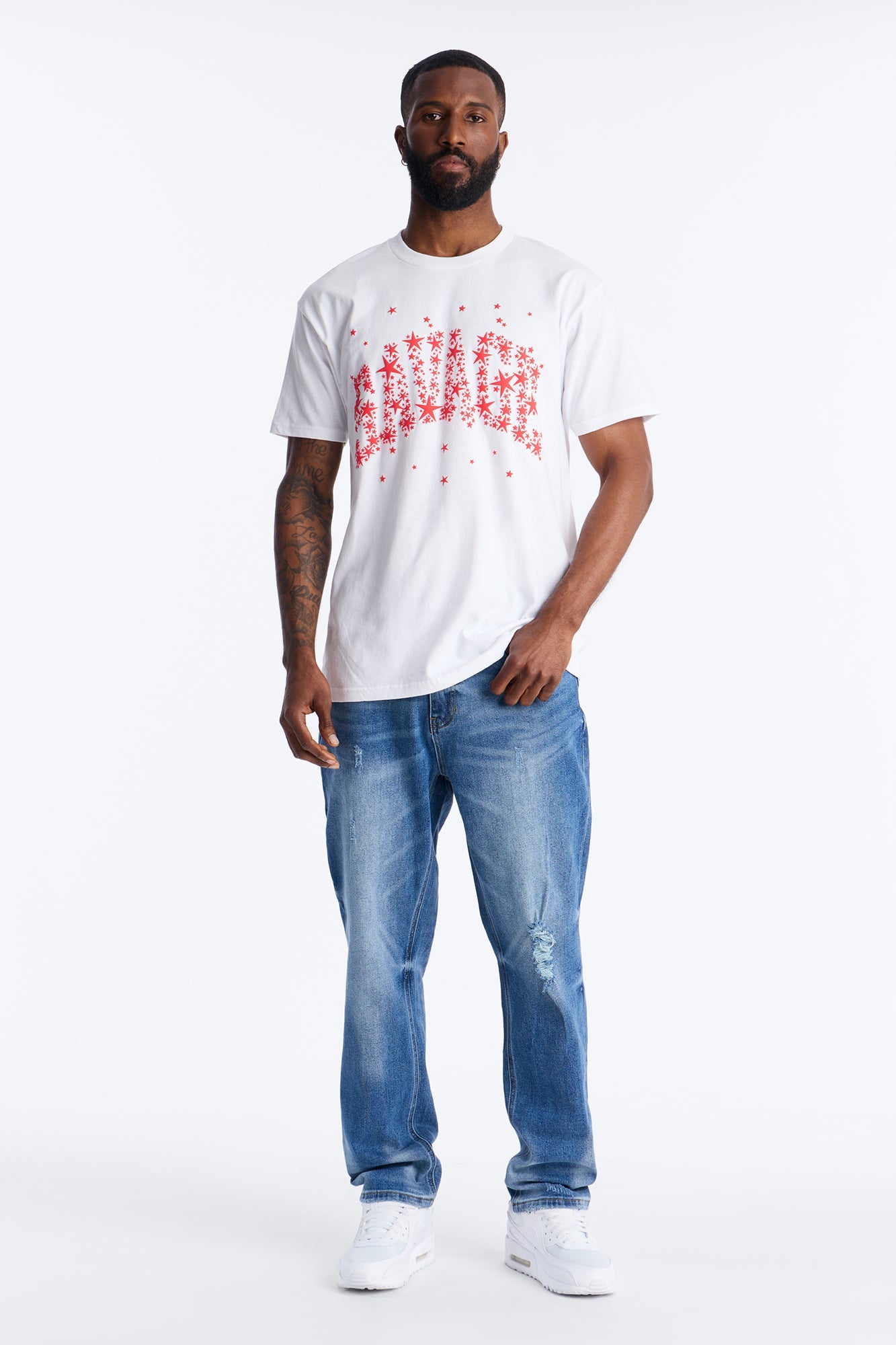 Savage Star Oversized Short Sleeve Tee - White